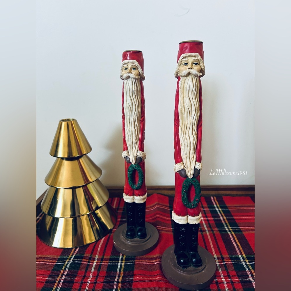 Christmas Wisemen Taper Candle Holders Figurines Set Of 2 Vintage Holiday Decor